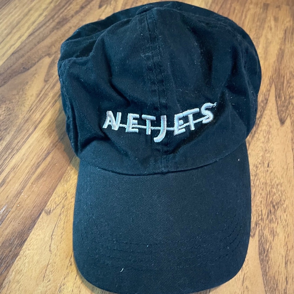 NetJets Hat MV Sport Baseball Cap Mens Black Cotton Adjustable Aviation Pilot